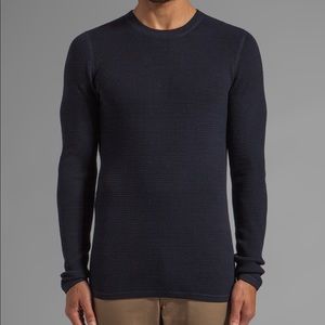 VINCE Men’s Navy Blue Thermal Knit Crewneck | L